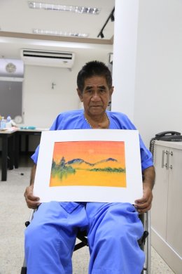 โรงพยาบาลทหารผ่านศึก จัดอบรมกิจกรรมบำบัด โครงการเขียนภาพสีน้ำ ให้แก่ทหารผ่านศึกพิการ ที่พักรักษาตัวอยู่ที่โรงพยาบาลทหารผ่านศึก ณ ศูนย์กิจกรรมบำบัดและฝึกอาชีพ รพ.ผศ. อาคาร 2 ชั้น 2 