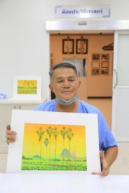 โรงพยาบาลทหารผ่านศึก จัดอบรมกิจกรรมบำบัด โครงการเขียนภาพสีน้ำ ให้แก่ทหารผ่านศึกพิการ ที่พักรักษาตัวอยู่ที่โรงพยาบาลทหารผ่านศึก ณ ศูนย์กิจกรรมบำบัดและฝึกอาชีพ รพ.ผศ. อาคาร 2 ชั้น 2 