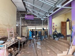 โรงเรียนหมู่บ้านเด็กร่วมทำความสะอาด โรงเรียนพระปริยัติธรรมประสพภัยน้ำท่วมจังหวัดน่าน