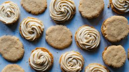 Tahini Sandwich Cookies with Tahini–Cream Cheese Frosting