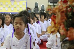 ค่ายคุณธรรมจริยธรรมนักเรียน โรงเรียนพวงคราม นักเรียนชั้นประถมศึกษาชั้นปีที่ 1-4 บรรยายโดยคณะพระวิทยากรกลุ่มใต้ร่มพุทธธรรม 