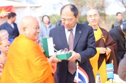 พิธีเปิดวัดพุทธสามัคคี (โบ-หัว) เมืองกาโบโรน ประเทศบอตสวานา มีพระเดชพระคุณ พระกิตติโสภณวิเทศ ประธานสหภาพพระธรรมทูตไทยในโอเชียเนีย เป็นประธานฝ่ายสงฆ์