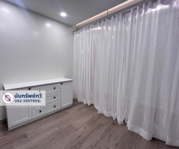 ผ้าม่าน ม่านโปร่ง ม่านรางโค้ง ม่านร้านสปา