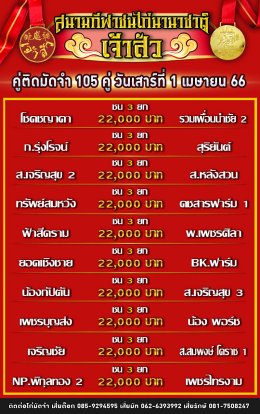 โปรแกรมคู่ชน ประจำวันที่ 1 เมษายน 2566