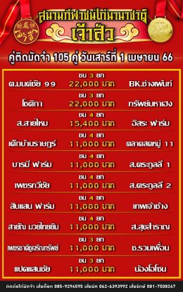 โปรแกรมคู่ชน ประจำวันที่ 1 เมษายน 2566