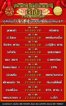 โปรแกรมคู่ชน ประจำวันที่ 2 มีนาคม 2567