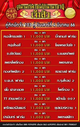 โปรแกรมคู่ชน ประจำวันที่ 4 มีนาคม 2566