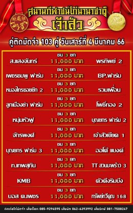 โปรแกรมคู่ชน ประจำวันที่ 4 มีนาคม 2566