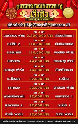 โปรแกรมคู่ชน ประจำวันที่ 6 มกราคม 2567