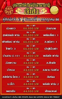 โปรแกรมคู่ชน ประจำวันที่ 8 กรกฎาคม 2566