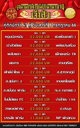 โปรแกรมคู่ชน ประจำวันที่ 8 กรกฎาคม 2566