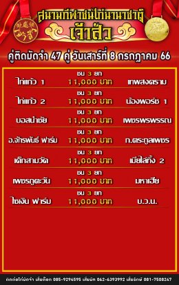 โปรแกรมคู่ชน ประจำวันที่ 8 กรกฎาคม 2566