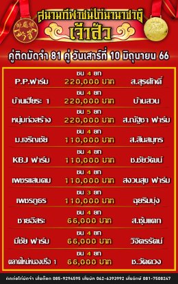 โปรแกรมคู่ชน ประจำวันที่ 10 มิถุนายน 2566