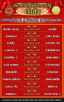 โปรแกรมคู่ชน ประจำวันที่ 10 มิถุนายน 2566