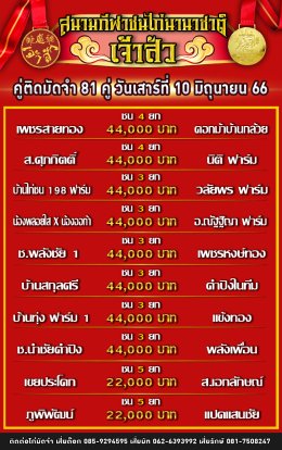 โปรแกรมคู่ชน ประจำวันที่ 10 มิถุนายน 2566