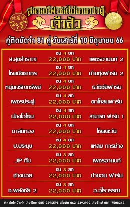 โปรแกรมคู่ชน ประจำวันที่ 10 มิถุนายน 2566