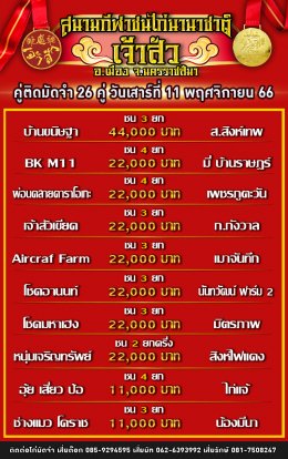 โปรแกรมคู่ชน ประจำวันที่ 11 พฤศจิกายน 2566