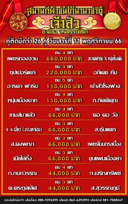 โปรแกรมคู่ชน ประจำวันที่ 11 พฤศจิกายน 2566