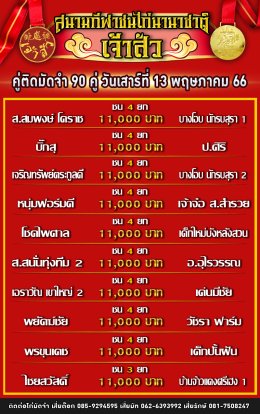 โปรแกรมคู่ชน ประจำวันที่ 13 พฤษภาคม 2566