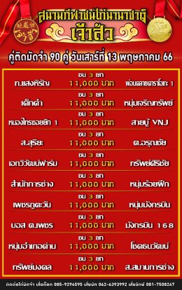 โปรแกรมคู่ชน ประจำวันที่ 13 พฤษภาคม 2566