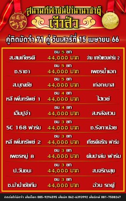 โปรแกรมคู่ชน ประจำวันที่ 15 เมษายน 2566