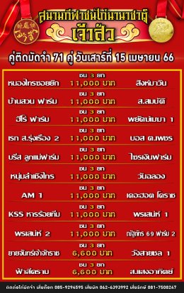 โปรแกรมคู่ชน ประจำวันที่ 15 เมษายน 2566