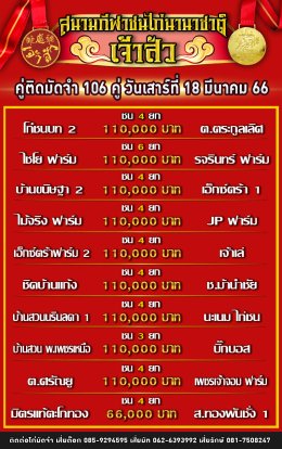 โปรแกรมคู่ชน ประจำวันที่ 18 มีนาคม 2566