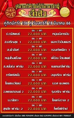 โปรแกรมคู่ชน ประจำวันที่ 18 มีนาคม 2566