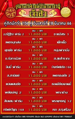 โปรแกรมคู่ชน ประจำวันที่ 18 มีนาคม 2566