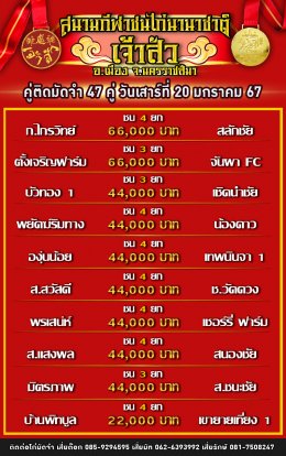 โปรแกรมคู่ชน ประจำวันที่ 20 มกราคม 2567