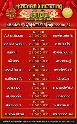 โปรแกรมคู่ชน ประจำวันที่ 20 มกราคม 2567