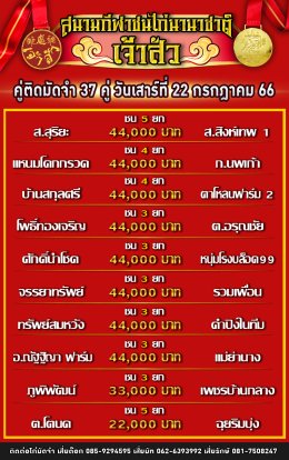 โปรแกรมคู่ชน ประจำวันที่ 22 กรกฎาคม 2566