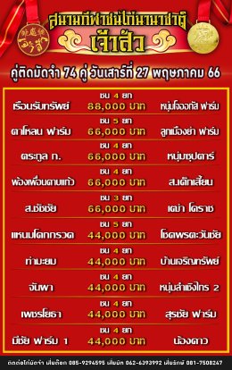 โปรแกรมคู่ชน ประจำวันที่ 27 พฤษภาคม 2566