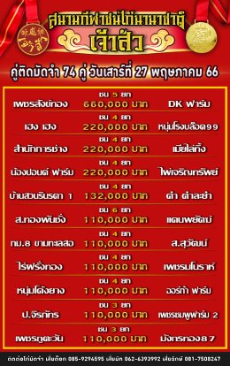 โปรแกรมคู่ชน ประจำวันที่ 27 พฤษภาคม 2566