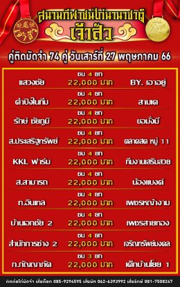 โปรแกรมคู่ชน ประจำวันที่ 27 พฤษภาคม 2566