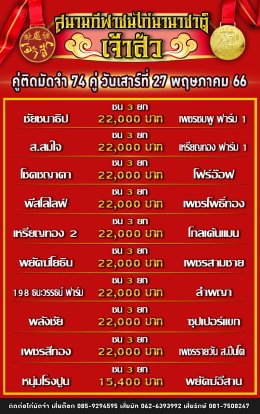 โปรแกรมคู่ชน ประจำวันที่ 27 พฤษภาคม 2566