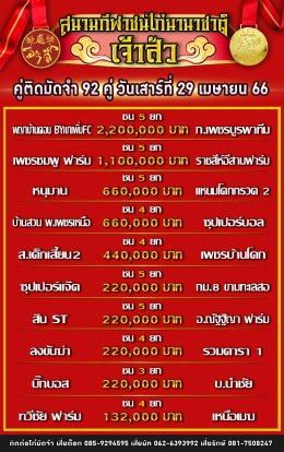 โปรแกรมคู่ชน ประจำวันที่ 29 เมษายน 2566