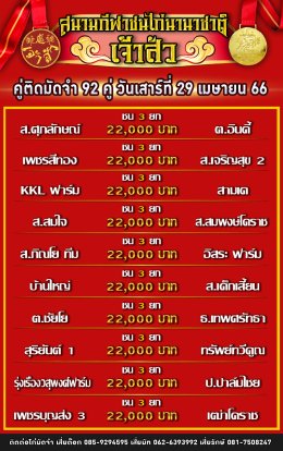 โปรแกรมคู่ชน ประจำวันที่ 29 เมษายน 2566