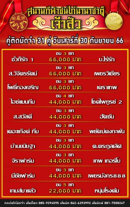 โปรแกรมคู่ชน ประจำวันที่ 30 กันยายน 2566