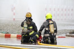 The emergency response rehearsal plan for Amata City Chonburi Industrial Estate, in case of chemical spillage, gas leakage, and fire outbreak, held annually in 2567.