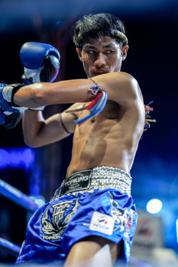 Temporary boxing ring at Baan Thoet Thai, Mae Fah Luang Super Fight Muay Thai event.