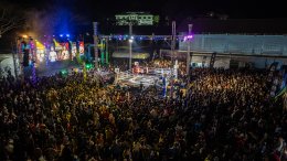 Temporary boxing ring at Baan Thoet Thai, Mae Fah Luang Super Fight Muay Thai event.