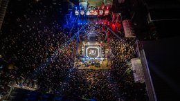 Temporary boxing ring at Baan Thoet Thai, Mae Fah Luang Super Fight Muay Thai event.