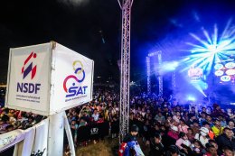 Temporary boxing ring at Baan Thoet Thai, Mae Fah Luang Super Fight Muay Thai event.