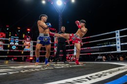 Temporary boxing ring at Baan Thoet Thai, Mae Fah Luang Super Fight Muay Thai event.