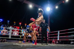 Temporary boxing ring at Baan Thoet Thai, Mae Fah Luang Super Fight Muay Thai event.