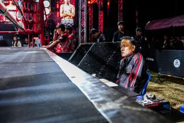 Temporary boxing ring at Baan Thoet Thai, Mae Fah Luang Super Fight Muay Thai event.