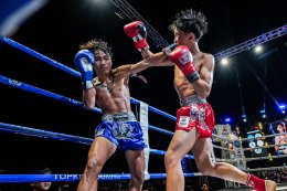 Temporary boxing ring at Baan Thoet Thai, Mae Fah Luang Super Fight Muay Thai event.
