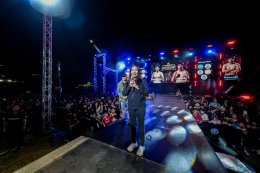 Temporary boxing ring at Baan Thoet Thai, Mae Fah Luang Super Fight Muay Thai event.