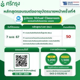 ต่ออายุบัตรนายหน้าประกันวินาศภัยครั้งที่ 4 (ผ่านระบบ Zoom)